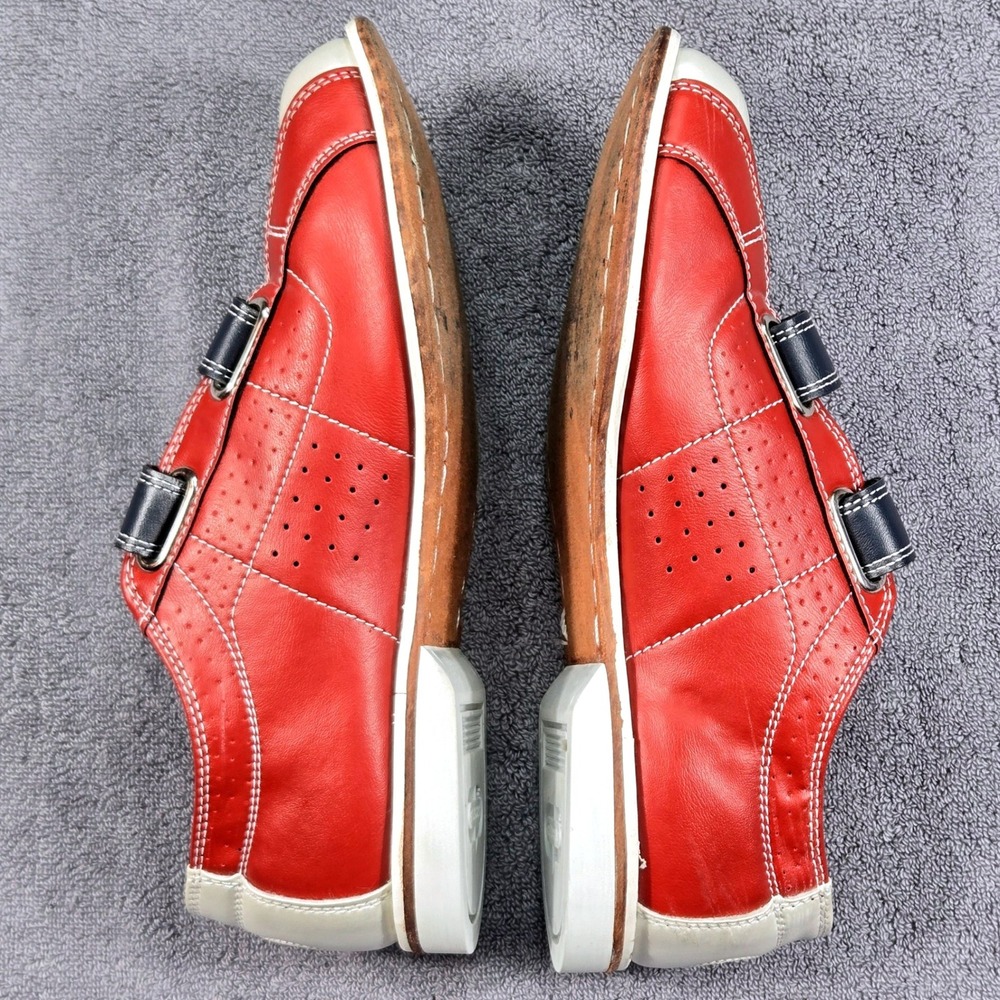Classic Bowling Shoes Men Size 10 Navy Blue Red Silver Good Rental Hook & Loop - Picture 5 of 8